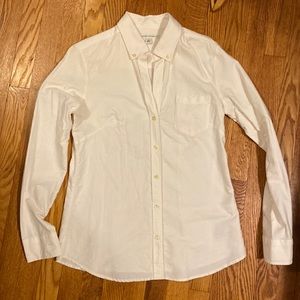 White button down V-neck